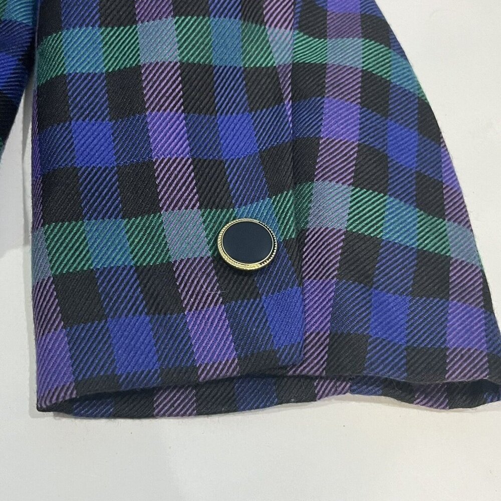 Vintage Fashion Attitudes Bright Plaid Polyester Blend Blazer Women 16 (Large) - Picture 7 of 15